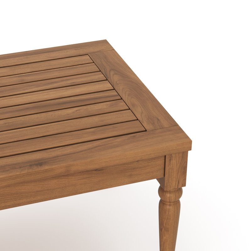 Table basse d'extérieur Pena, bois d'acacia brun à lattes rectangulaire 47 pouces
