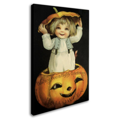 «Halloween Pumpkin Head Child», affiche vintage sur toile tendue