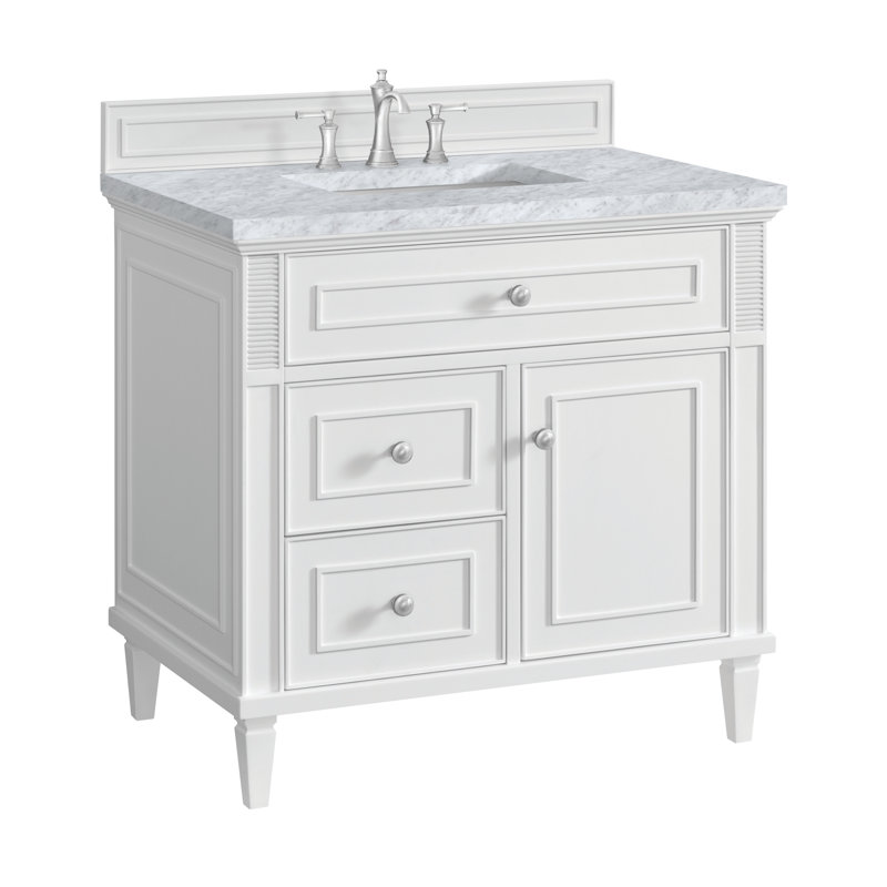 Lorelai 36'' W Single Vanity, Carrara White, Bright White, 8" Widespread