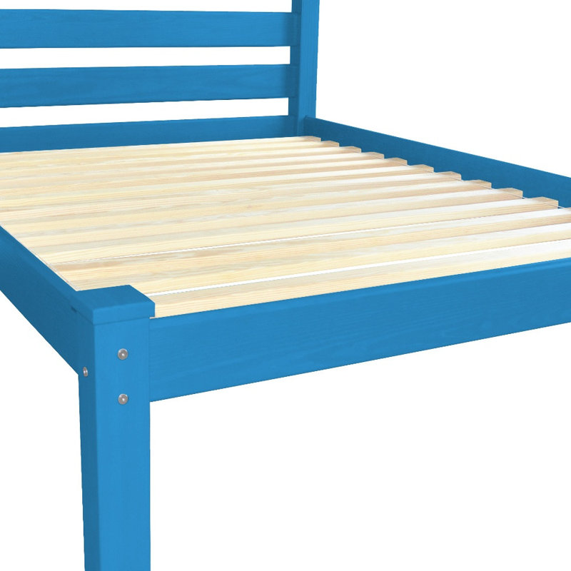  Structure de lit en bois massif bleu Georgetown - Grand, bleu