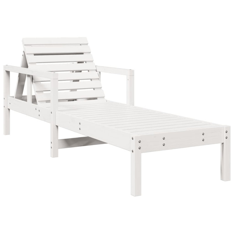 Sun Lounger 78.5"X24.4"X21.7" Solid Wood Pine, White