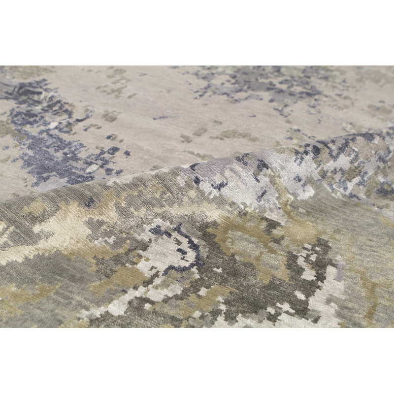 Hand-Knotted High-Quality Gray and Blue Area Rug