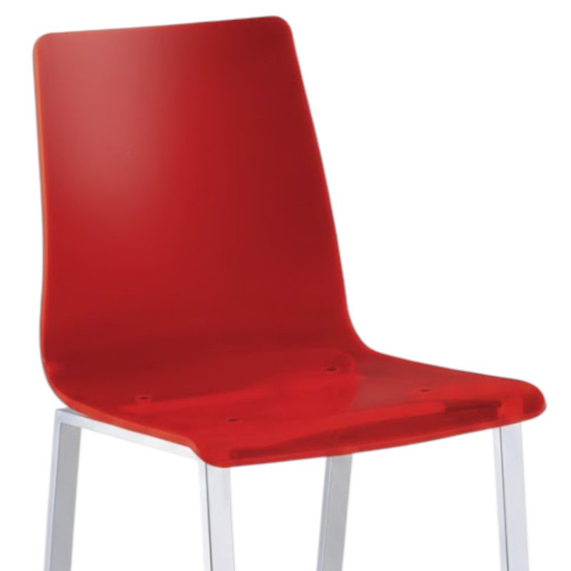 Solaria Red Acrylic Chrome Base Bar Stool Set Of 2