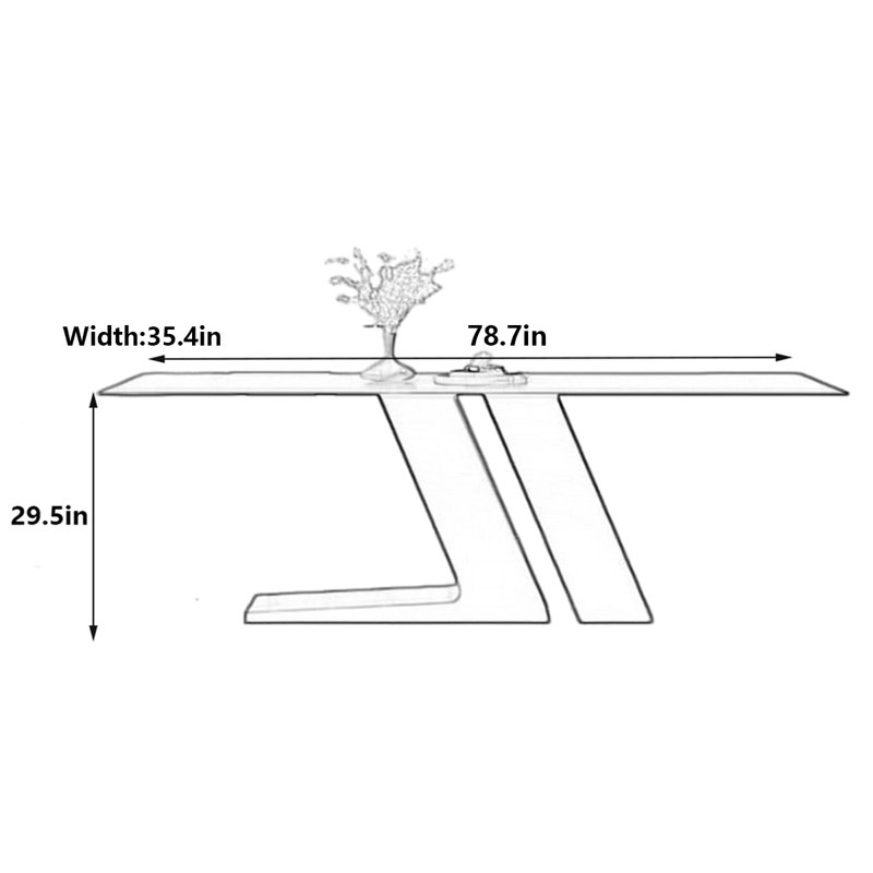 Table de salle à manger Modern, H 29,5 po x L 78,7 po x l 35,4 po
