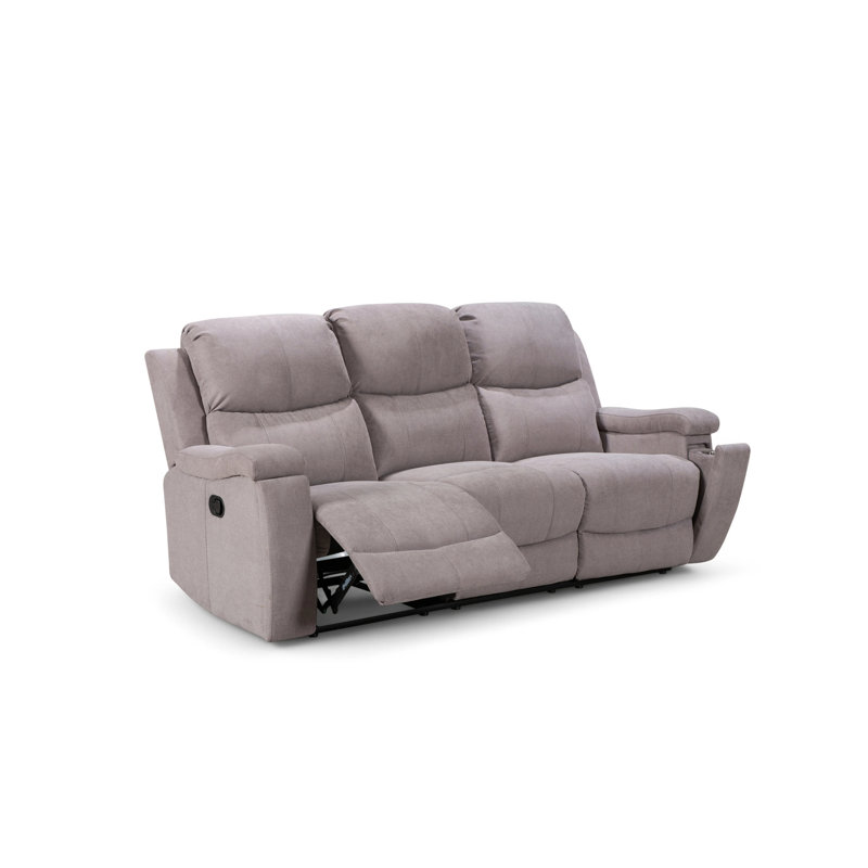 2 Piece Faux Leather Reclining Living Room Set, Light Grey