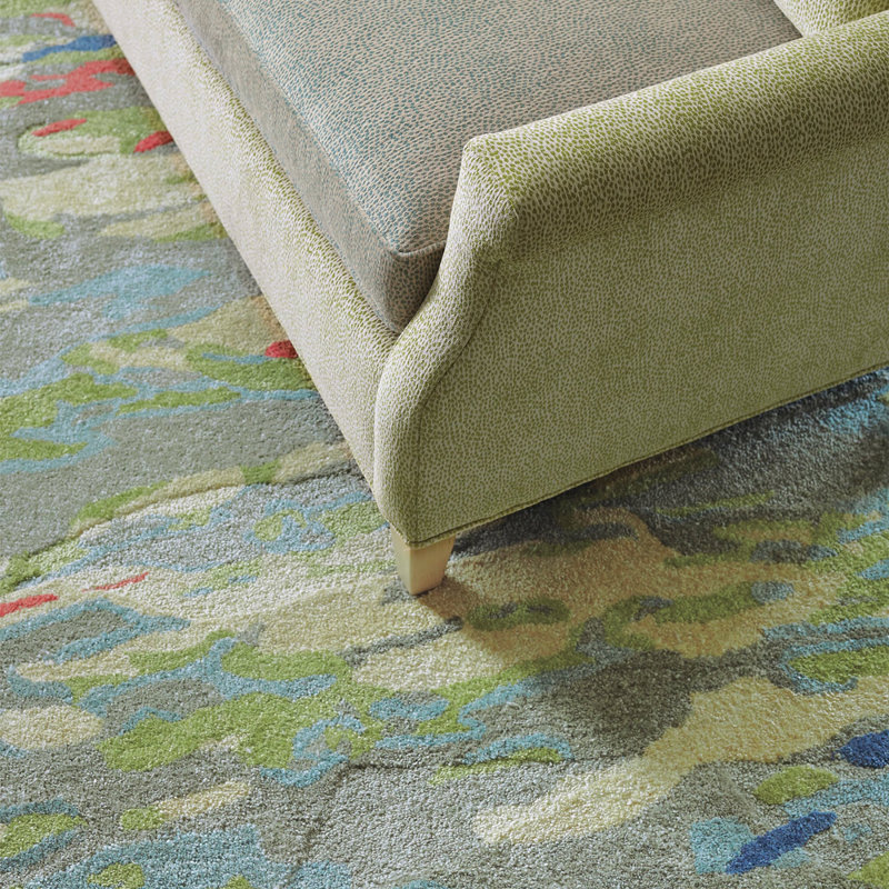 Reflections Abstract Handmade Tufted Green/Blue/Red Area Rug, Rectangle 3' x 5'