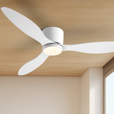 Jamarreon 42''/52'' Flush Mount Dimmable Ceiling Fan with LED Lights and Remote Control