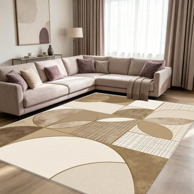Tapis neutre neutre pour le salon, doux et confortable, convient à toutes les saisons, facile à entretenir, tapis de sol intérieur lavable à la machine, sous la table de ferme convenant à la chambre à coucher, à la salle à manger, au bureau, au patio, au balcon, à la décoration intérieure