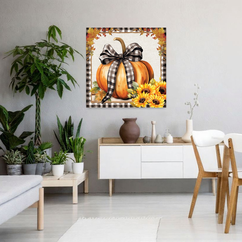 Art contemporain contemporain avec citrouille, H 36 po x l 36 po