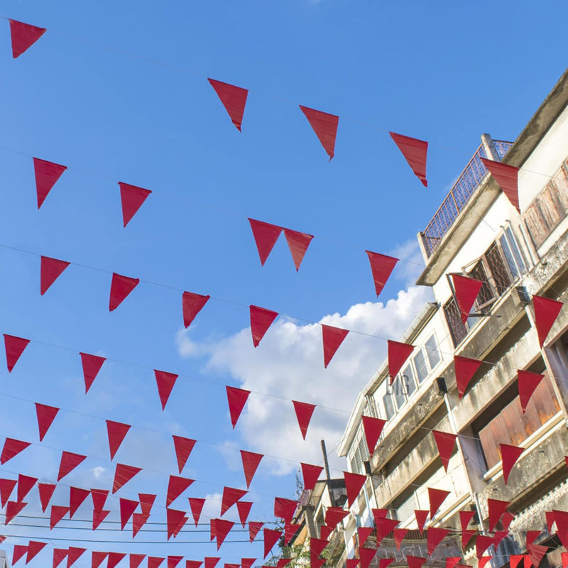 Bannière rouge uni - 30 drapeaux banderoles multicolores (8 x 11 pouces) - Fête d'anniversaire