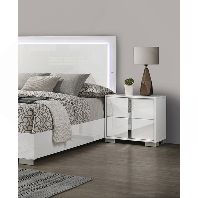 Table de chevet contemporaine blanche classique avec meubles de chambre à coucher 1pc, Blanc