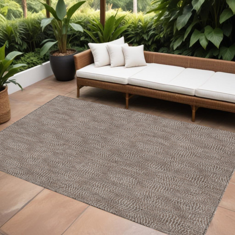 Tapis intérieur lavable à motif géométrique 8 pi x 10 pi brun
