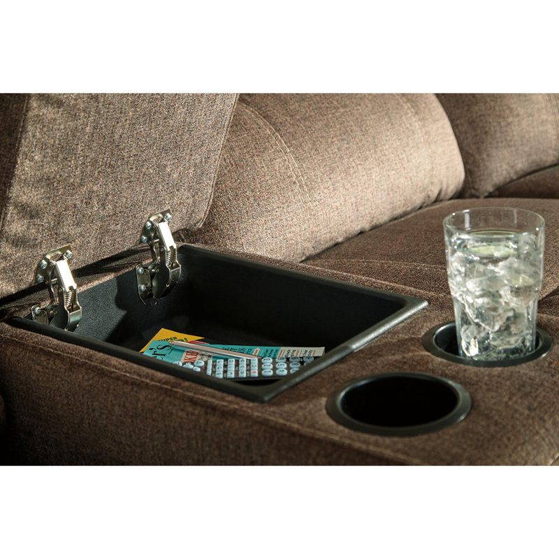 Platz Upholstered Reclining L-Shaped Sectional Symmetrical, Mocha Polyester
