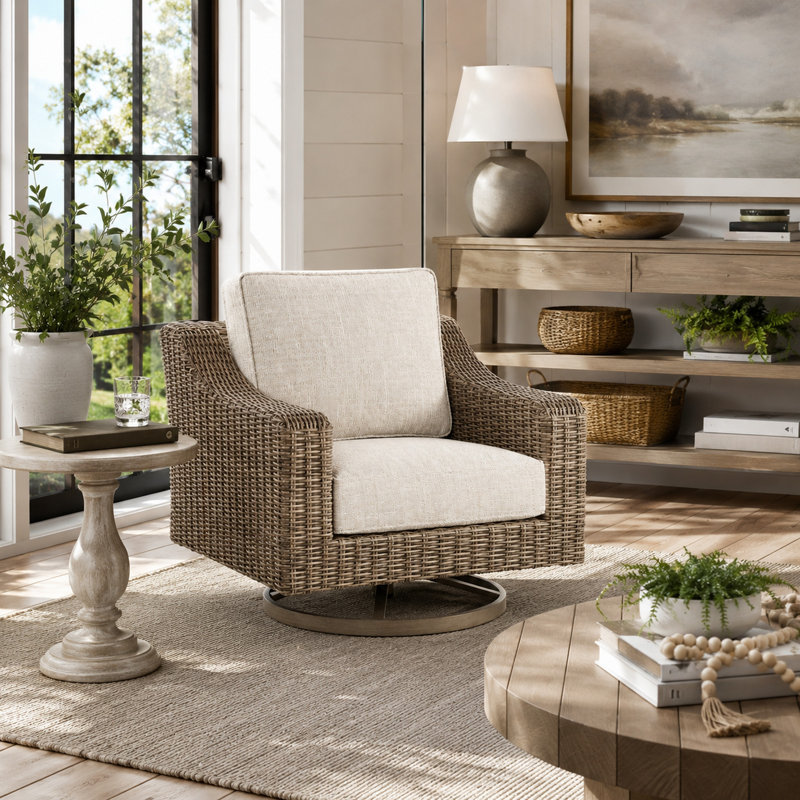 Chaise de patio pivotante avec coussins Shonta