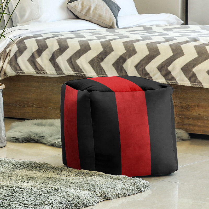 Repose-pieds cube rayures utah, Noir / rouge / noir