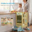 Marchepied de cuisine 6 en 1 pour tout-petits, tour d'apprentissage Montessori pliable avec tableau noir, boulier, horloge, marches amovibles, hauteur réglable, cadeau idéal pour les enfants de 3 à 6 ans (garçons et filles), bleu