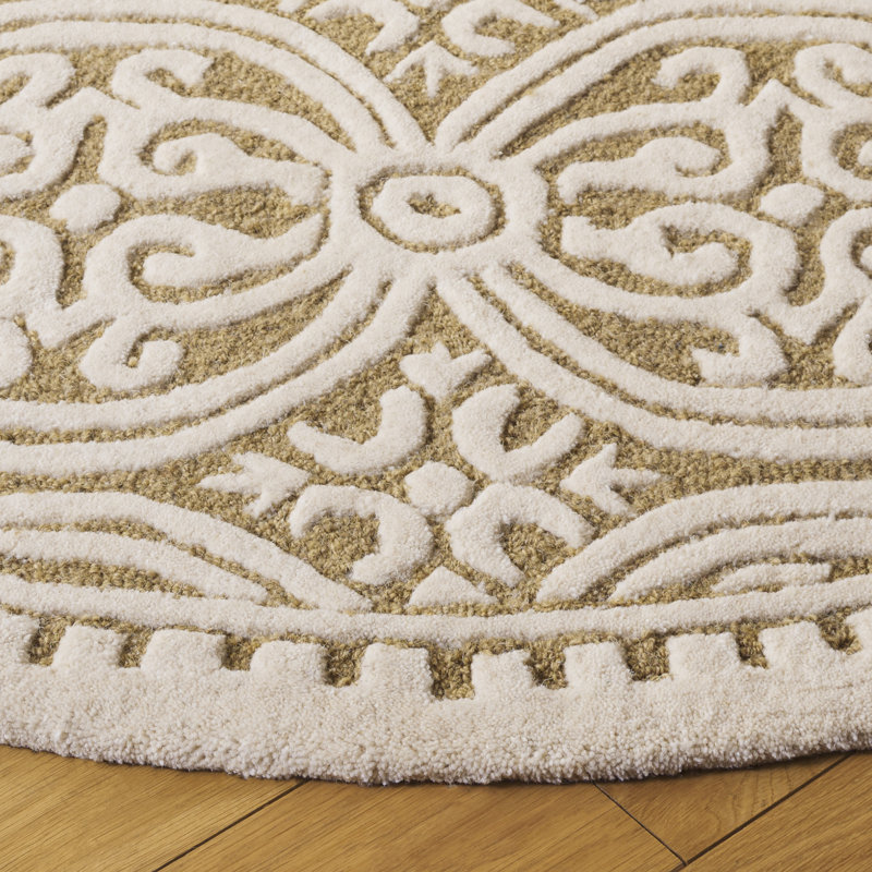 Tapis damassé en laine touffeté à la main Cambridge 123, Rond 6 pi