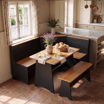 Breakfast Nook Table Set,With Storage Function Dining Nook Set With Corner Bench