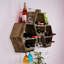 Belles 5 Bottle Solid Wood Wine Bottle & Glass Rack in Dark Oak