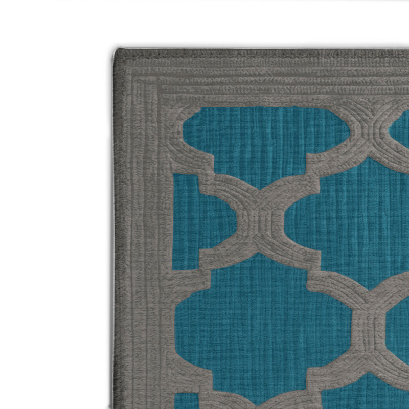Tapis bleu intérieur et extérieur Trellis, Rectangulaire 2 pi x 3 pi