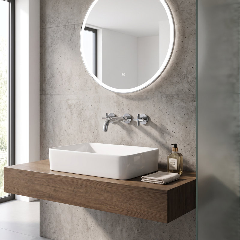 Robinet de salle de bain mural à deux poignées pour lavabo IVIGA, Chrome