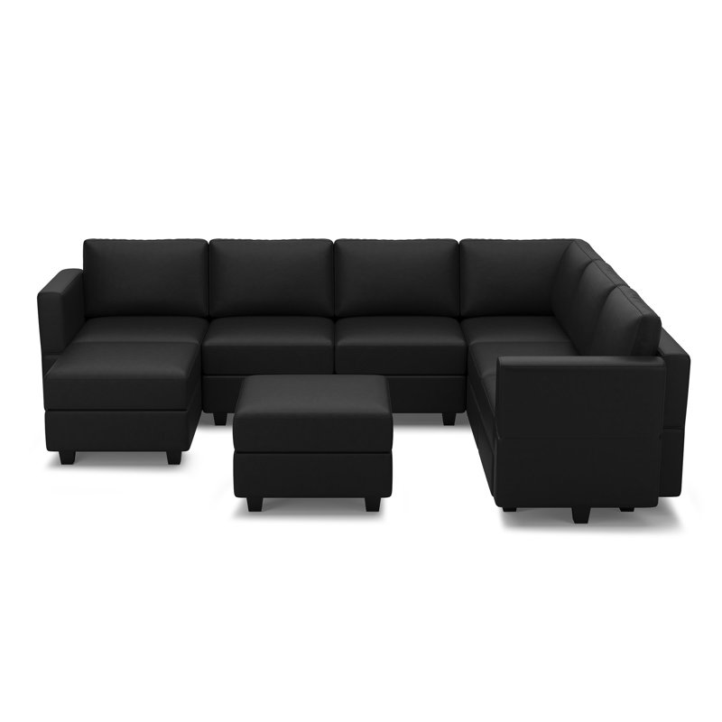 Canapé modulaire en U à mémoire de forme modulaire avec rangement à 7 places Colusa, Noir