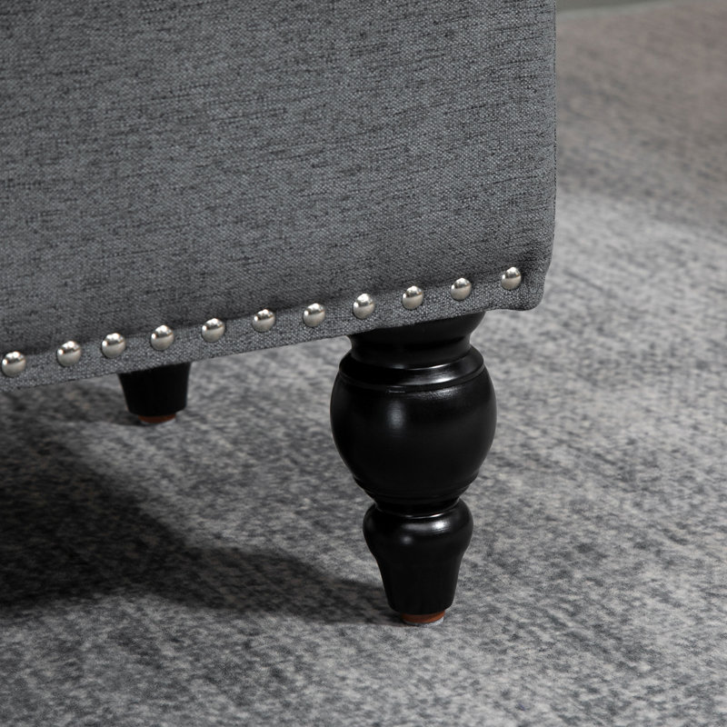 Abaza 25" Tufted Rectangle Storage Ottoman, Gray Revolution Performance Fabrics