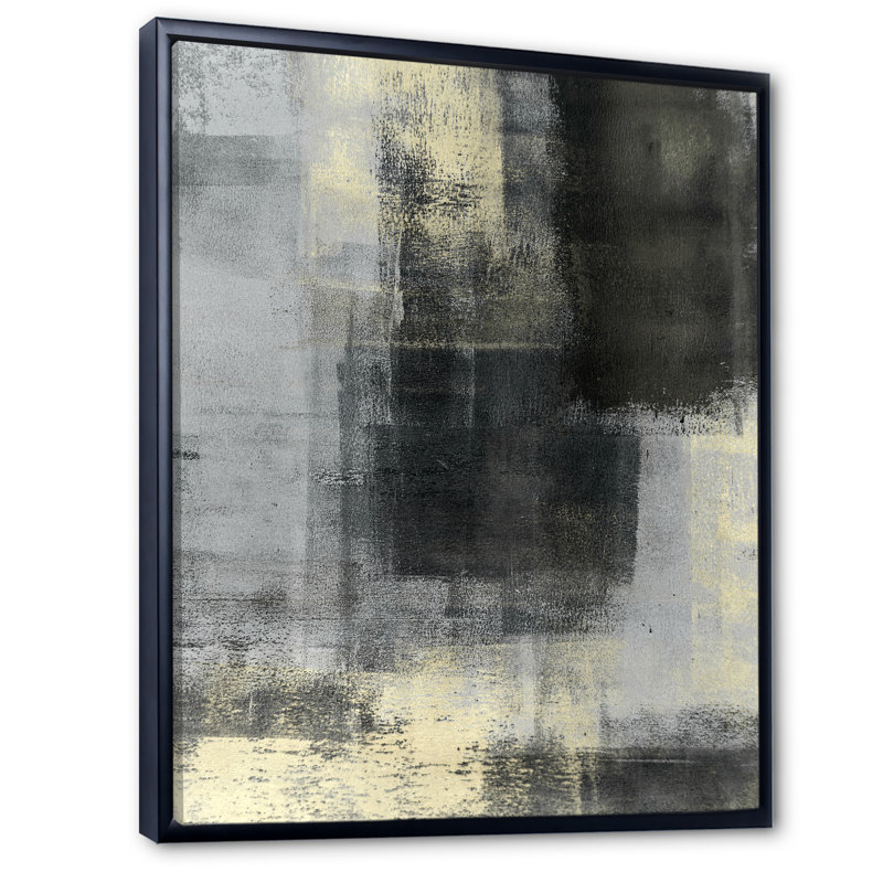 Art moderne gris et bleu II 2FDP47774, Cadre noir, H 20 po x l 12 po x P 1 po