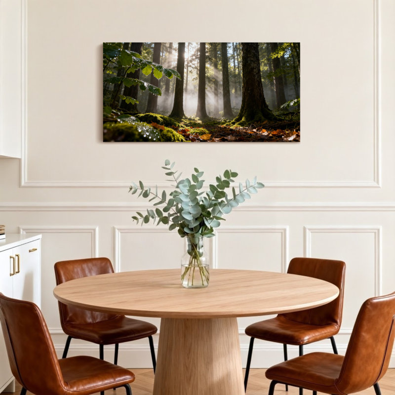 Paysage et nature Lumière du soleil Forêt Arbres Feuilles de mousse Brume naturelle, H 20 po x l 40 po