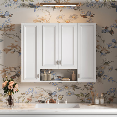 Bathroom Cabinet, 5 Adjustable Shelves, Hinges, Open Shelving, And Stylish Modern Storage With Shelving Fine Details