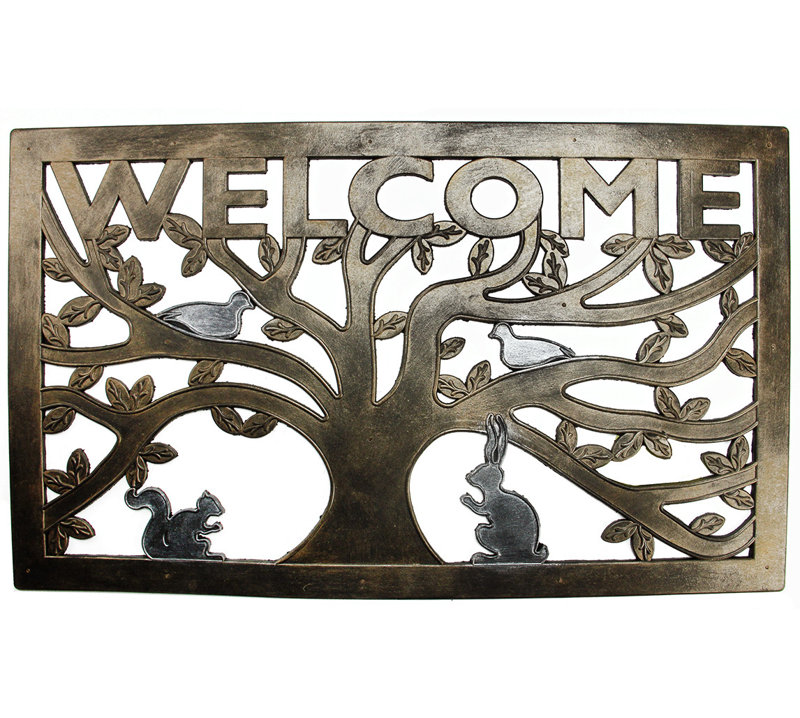 Tree with Animals Rectangular "Welcome" Doormat 18" x 30"