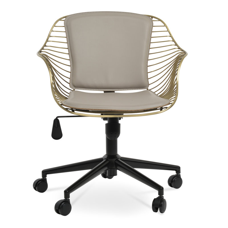 Chaise de travail Zebra, Laiton, Similicuir os