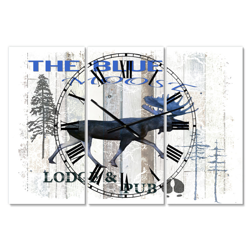 The Blue Moose - Oversized Cottage 3 Panels Wall Clock