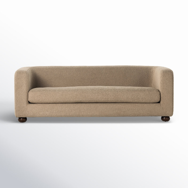 Gidget Sofa, Sheepskin Camel Sherpa