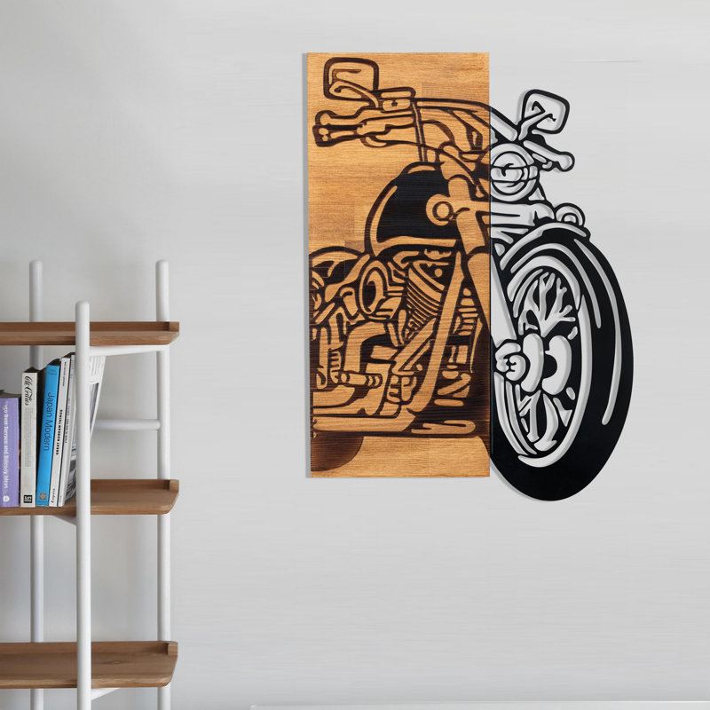 Élégant accessoire mural décoratif en bois, noir et noyer, 17,3 po x 24 po | Cadre 100% métal (épaisseur: 0,05 pouce) et base 100% bois (épaisseur: 1,2 pouce) | Parfait pour la décoration intérieure, design élégant et durable