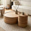 Table basse ronde 31,5 "avec finition grain de bois naturel Rachel