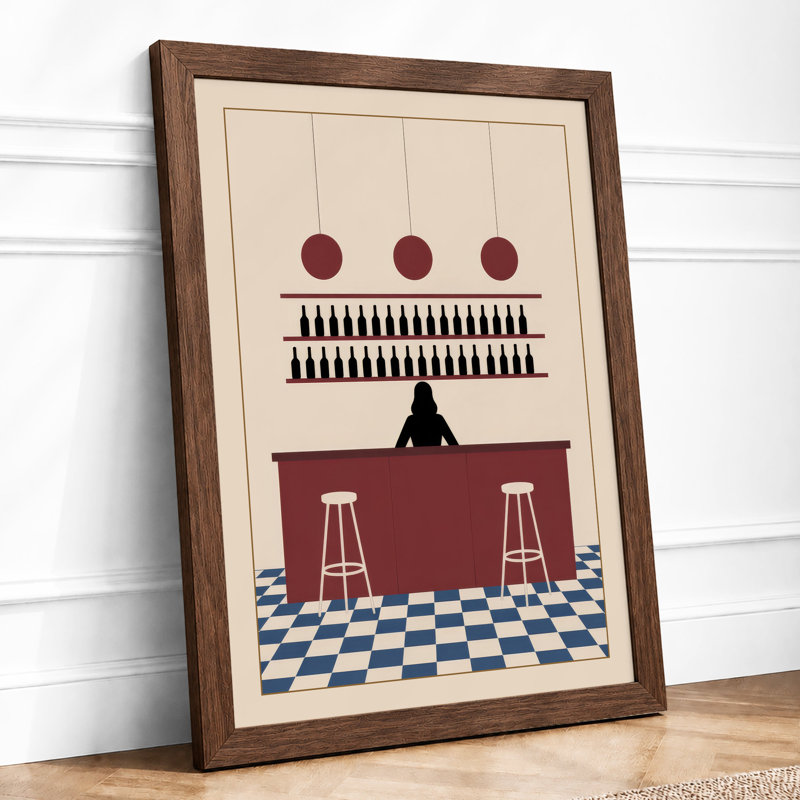 Bar Interior Art Deco - Framed Print, A1 - 84.1 x 59.4 cm, Walnut