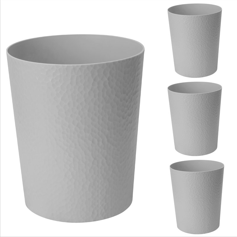 Plastic Open Waste Basket, Pewter