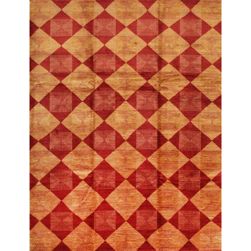 Tapis rouge en laine noué à la main Opulent, Rectangle de 10 pi x 14 pi