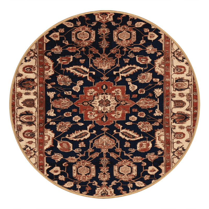 Tapis brun lavable à la machine, Rond 8 pi