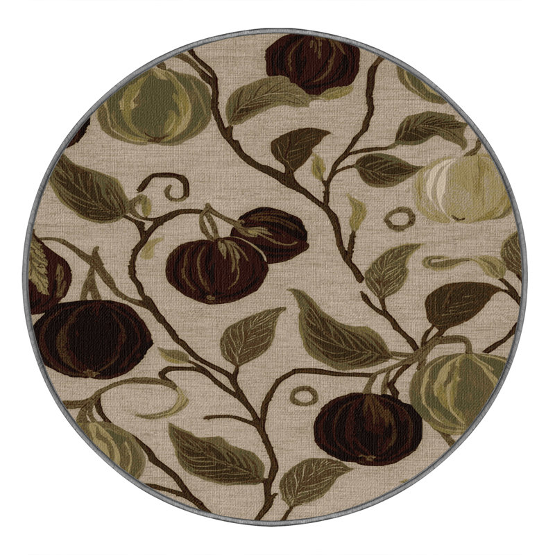 Washable Gooseberry Fruits Area Rug, Square 4'
