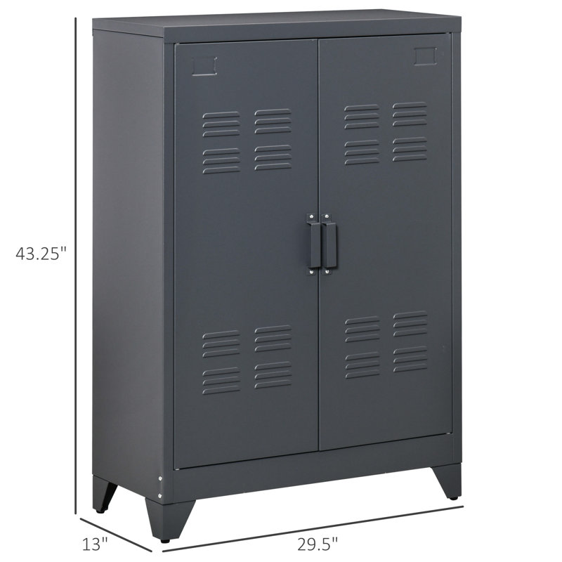 Armoire en métal grise avec intérieur spacieux et bibliothèque industrielle à 3 tablettes