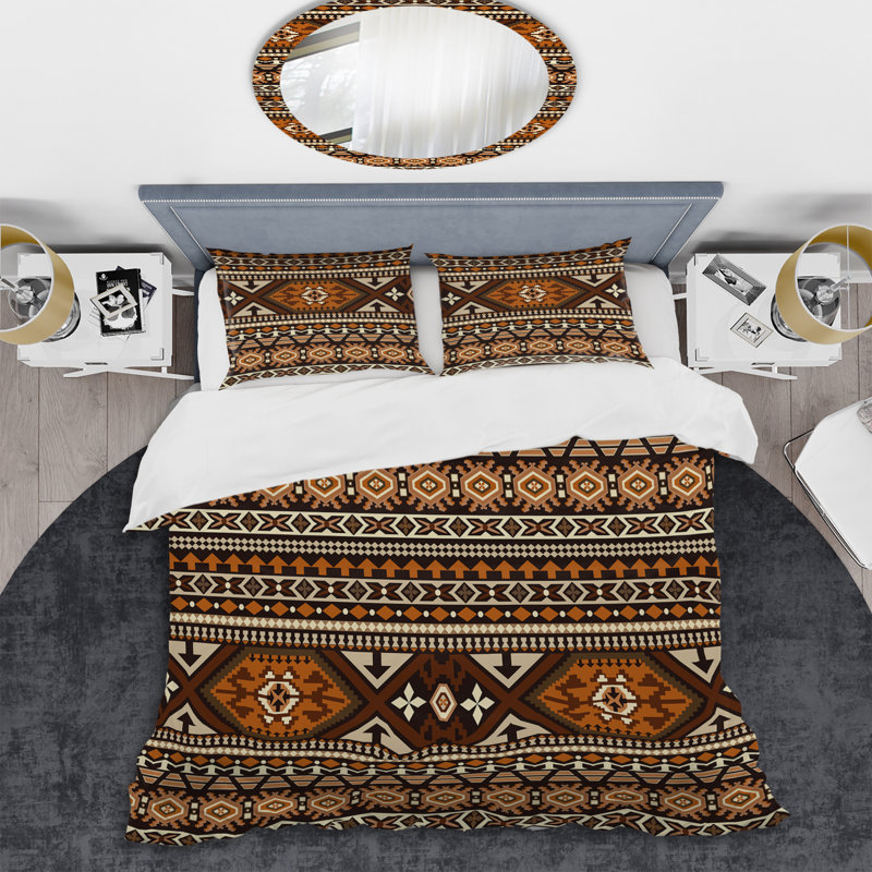 Brown Striped Pattern - Abstract Duvet Cover Set - Microfiber Polyester