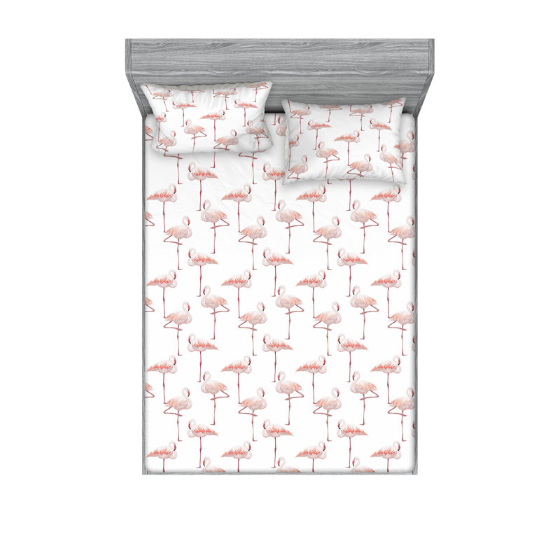Ambesonne Fitted Sheet & Sham Set, King Sheet Set with 2 Pillowcases, Animal Print