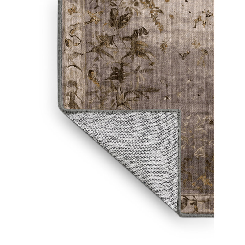 Machine Washable Gray Area Rug, Square 4'
