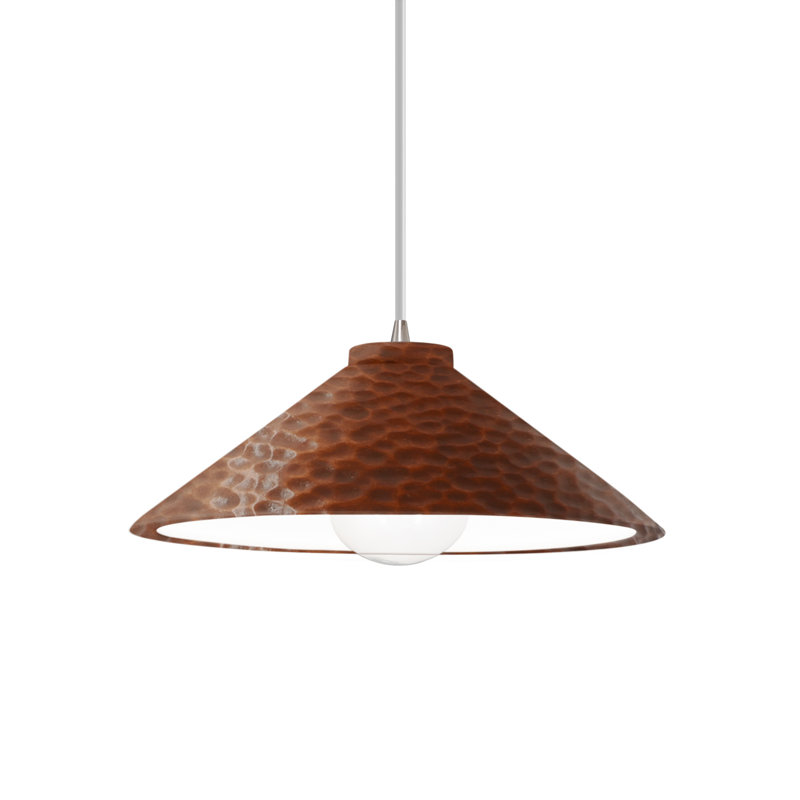 Luminaire suspendu à 1 lumière de la collection Leni, Nickel brossé, Cuivre martelé