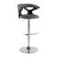 Ensemble de 2 tabourets pivotants contemporains réglables - siège en similicuir gris avec base chromée et repose-pieds arrondi en T-1668920761