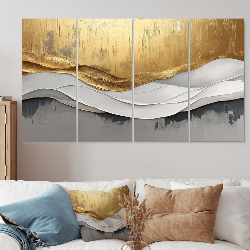Elsmoriet V - Waves Wall Art - ensemble de décorations murales modernes, 4, H 28 po x l 48 po