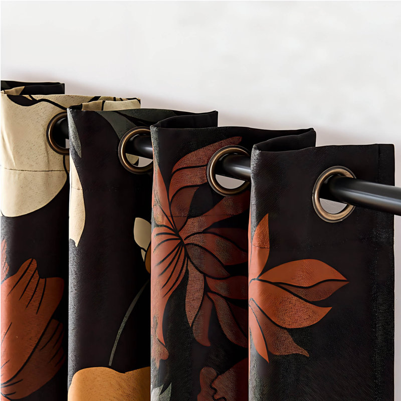 Rideaux occultants à motif floral Lora, ensemble de 2 panneaux de fenêtre Boho rétro avec œillets, longueur 84 po pour la chambre à coucher et le salon
