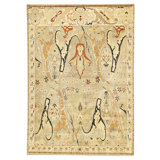 High-Quality Hand-Knotted Green And Ivory Area Rug